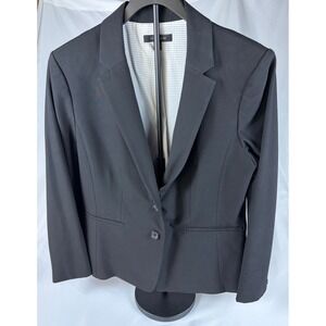 Ann Taylor Womens Black 2 Button Blazer Jacket Polka Dot Lining Size 12